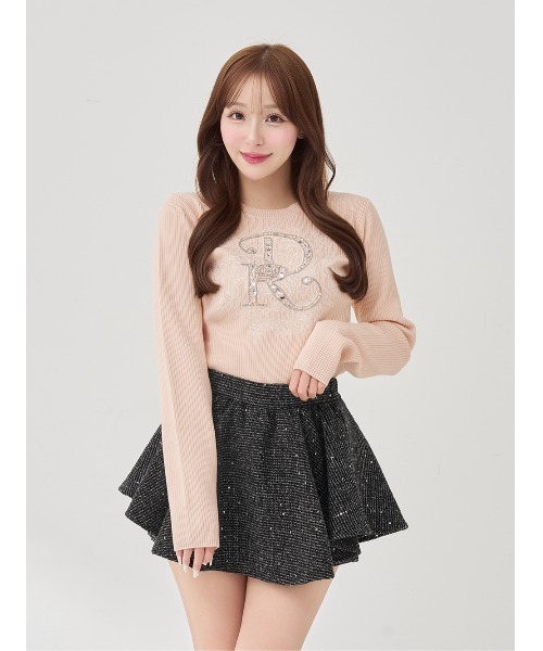 DRビジューフラワーリブニットトップス（ニット/セーター）｜Darich