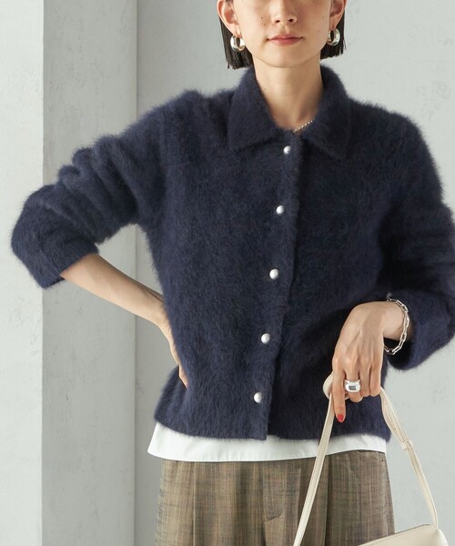 セール】杢 フォックス カシミヤ ポロ ニット カーディガン