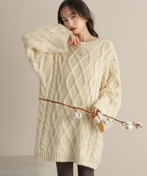 ケーブル編みニットワンピ（ワンピース）｜hinari（ヒナリ）の