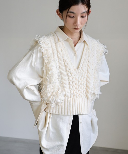 セール】フリンジケーブルニットベスト（ベスト）｜select MOCA