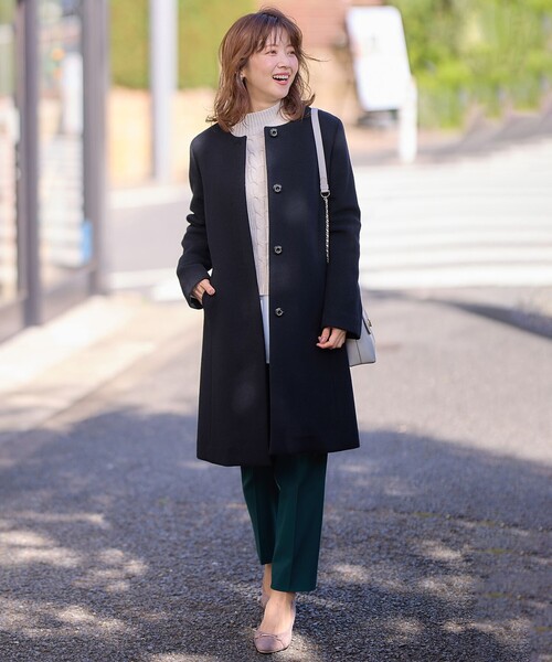 ANY SIS（エニィスィス）の「ファインウールモッサ ノーカラーコート