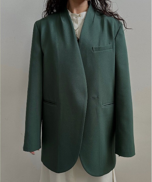 2PIECE NOTCH WOOL JACKET ameri vintagカーキ
