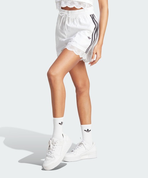 レース トリム スリーストライプス ショーツ ショートパンツ