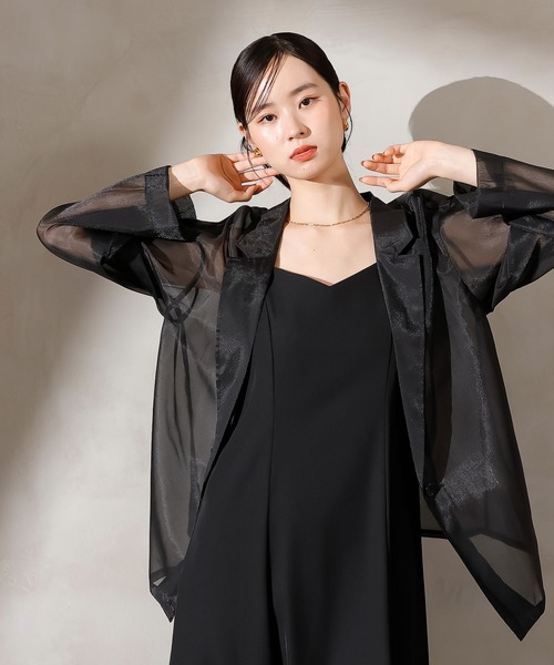 セール】裾フリルキャミワンピース シアージャケット 2点セット ドレス