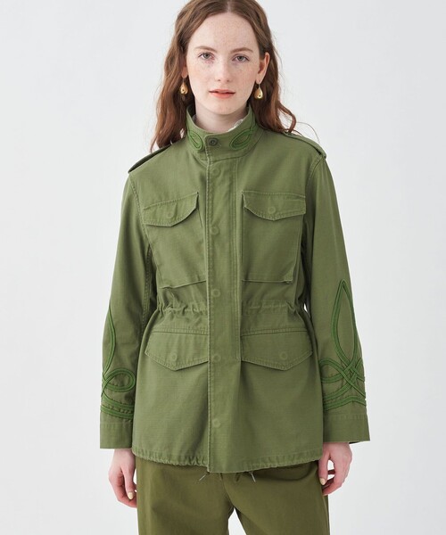 セール】スラブバックサテン ミリタリージャケット（ミリタリー