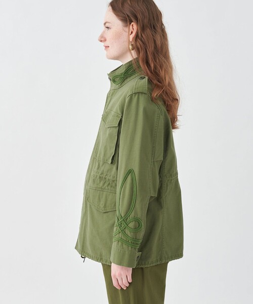 セール】スラブバックサテン ミリタリージャケット（ミリタリー