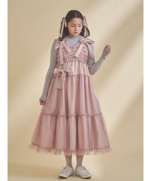 セール】チュールリボンキャミワンピース（ワンピース）｜merry jenny