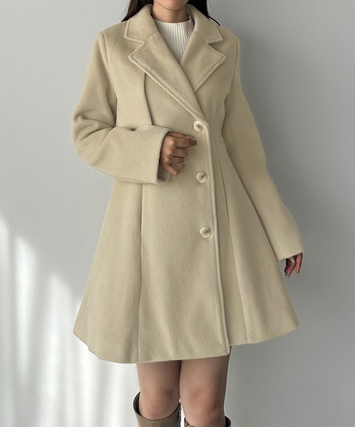 ミドル丈ウエストシェイプフレアコート（チェスターコート）｜Louere