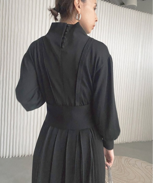 Ameri（アメリ）の「SIDE PLEATS KNIT DRESS（ワンピース）」 - WEAR