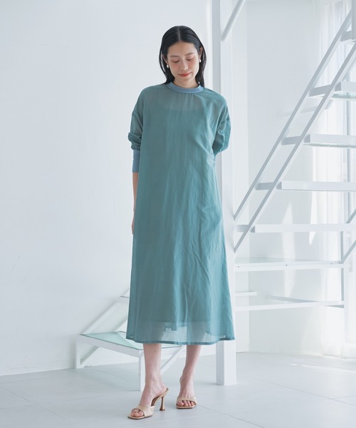 コットンシルク前後2wayシアーロングワンピース（ワンピース）｜Audrey