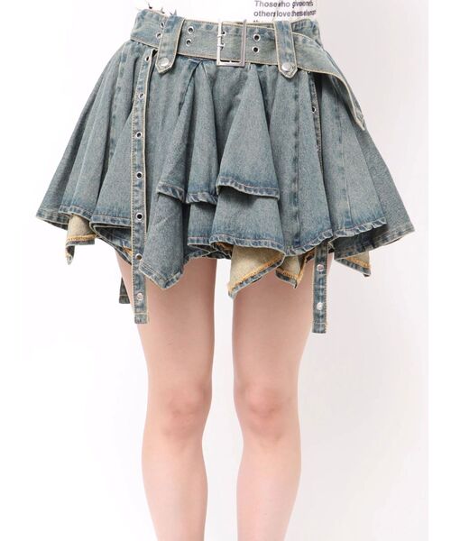 jouetie（ジュエティ）の「アシメヘムデニムミニスカート