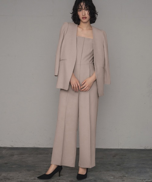 セール】ノーカラージャケット・オールインワン セットアップ パンツ