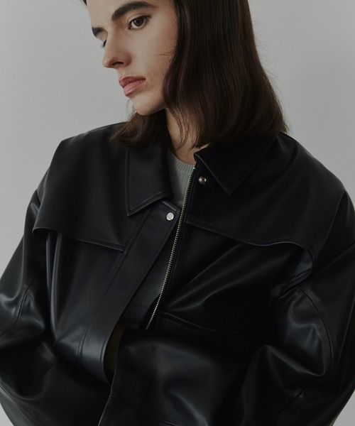 セール】フェイクレザーブルゾン / Faux Leather Blouson（テーラード