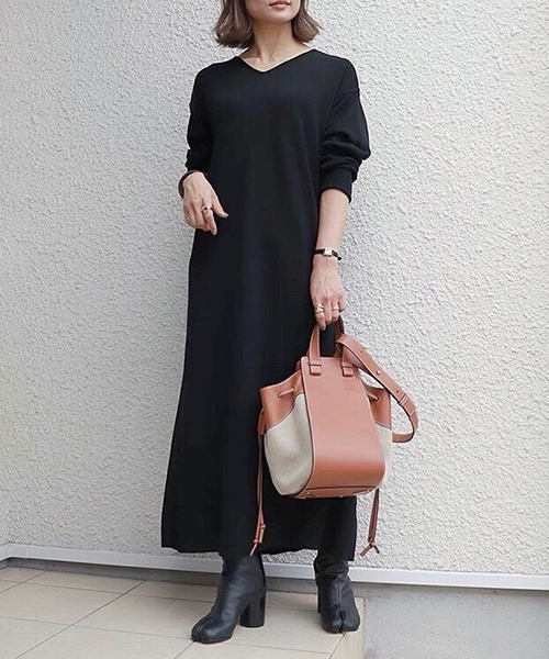 セール】プリーツドッキングニットワンピース（前後2way）（ワンピース