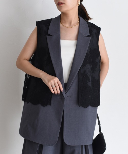 レースレイヤード ダブルボタンジレ Eimee Law│Eimee Law & LHELBIE