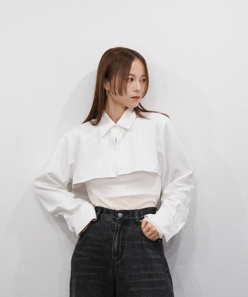 セール】クロップドレギュラーカラーシャツ／cropped regular collar