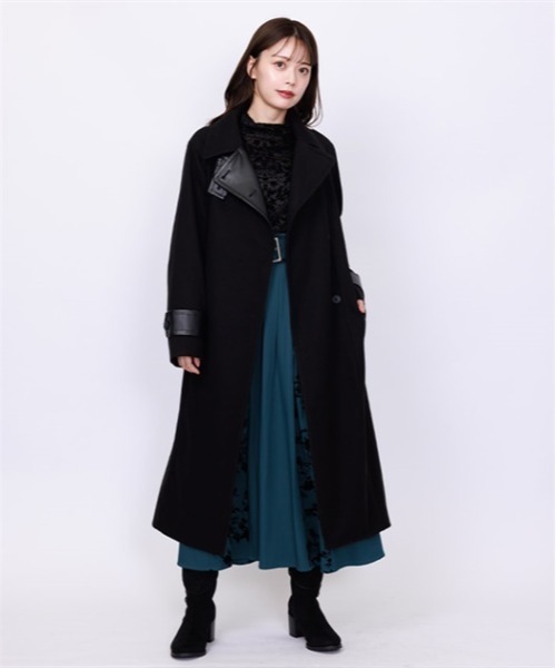 axes femme（アクシーズファム）の「異素材切替ロングコート（ステン