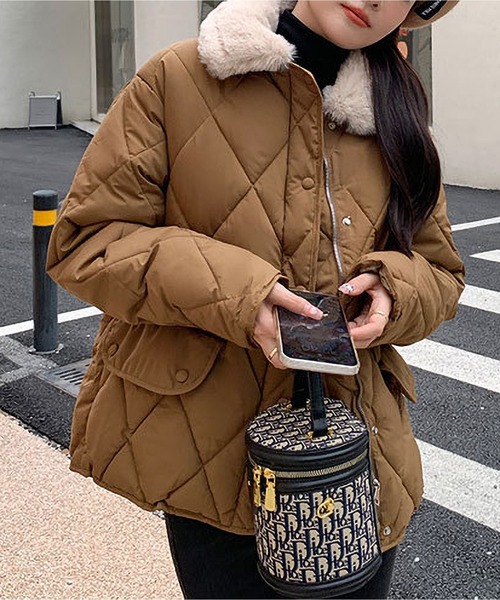 セール】フェイクファー キルティングジャケット レディース（ダウン