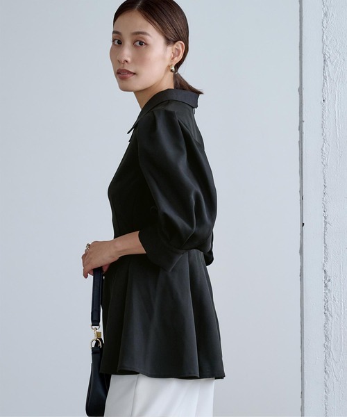 セール】2way襟付タックペプラムトップス（Tシャツ/カットソー）｜ur's