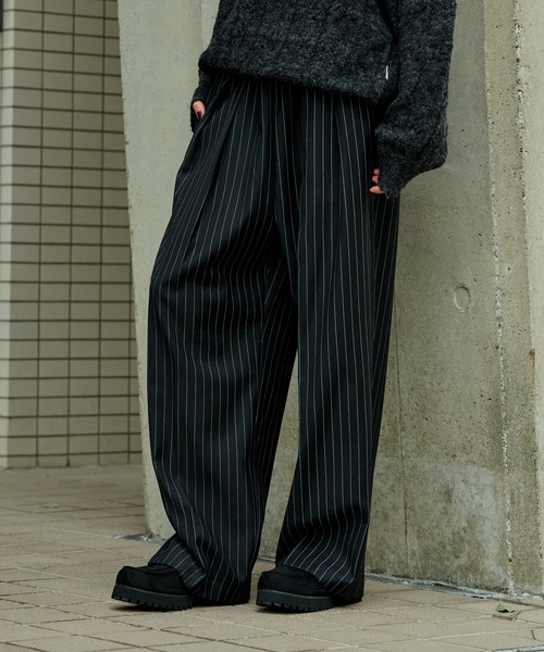 2 TUCK EASY STRIPE SLACKS /ツータックイージーストライプスラックス