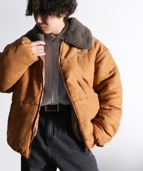 セール】《Javaジャバコラボ》軽くてあったか。襟ボアスエード中綿