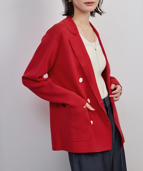 セール】シルクコットン総針ニットジャケット/イージーケア