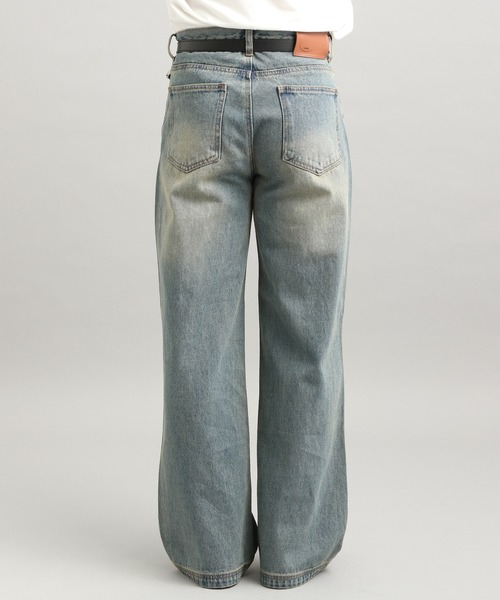 LURAKU】Semi-flared washed denim - セミフレアウォッシュデニム