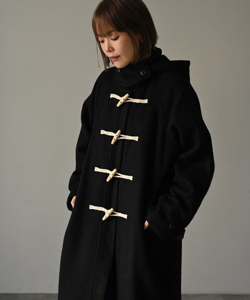 リリアナ】黒いダッフルコート フード付き リリアナ】黒いダッフル