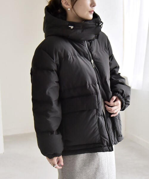 セール】quaranciel: フーディー & ハイネック 2way ショート ダウン