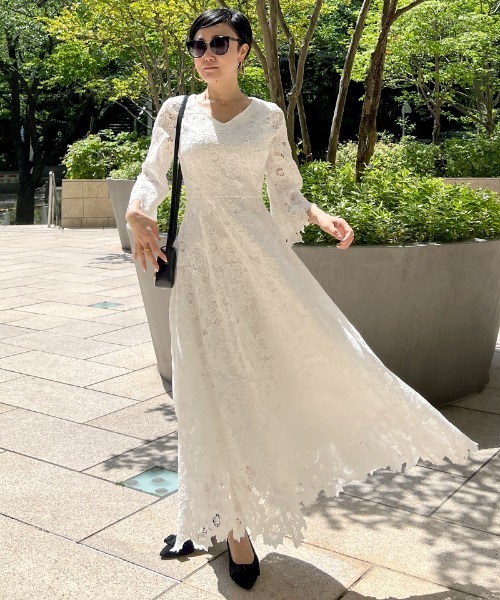 JENNE（ジェンヌ）の「総レース8分フレア袖ワンピース（ワンピース