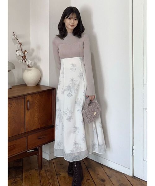 セール】フラワードッキングロングスリーブワンピース（ワンピース