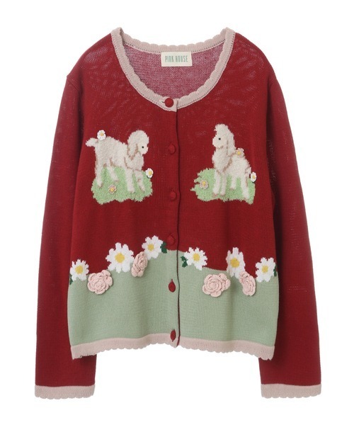 PINK HOUSE（ピンクハウス）の「まきばのひつじ柄ニットカーディガン