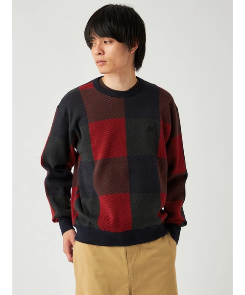 あーちゃん エムズグレイシー レッドxグリーンチェックニット ビッグ