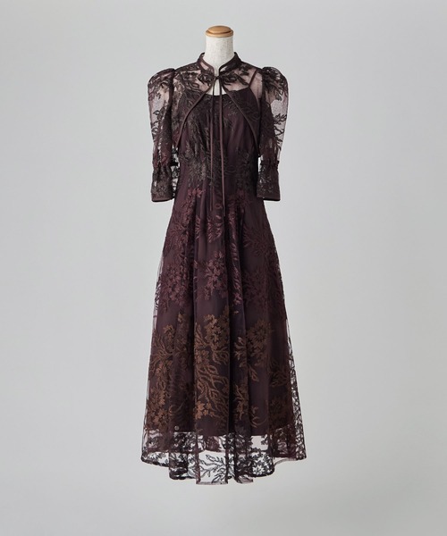 グラデーションレースボレロ＆ウエストタックフレアドレス（ドレス