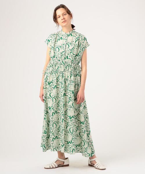 SOULEIADO（ソレイアード）の「プリントレーヨン ギャザードミディ