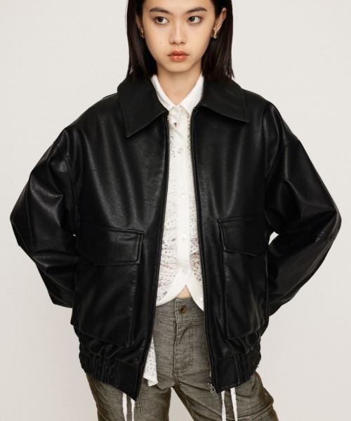 SLY（スライ）の「【再入荷】FAUX LEATHER ZIP UP BZ フォー レザー