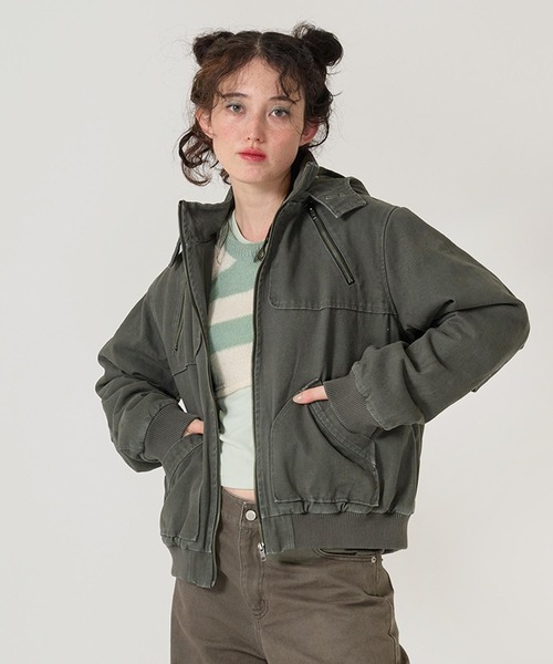 ジップアップフード付き ボンバージャケット TINA：JOJUN（その他