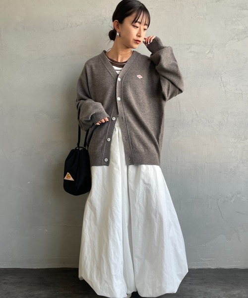 DANTON/ダントン] ワンポイントロゴ Vネックニットカーディガン