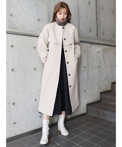 ノーカラーレイヤードコート（その他アウター）｜MURUA（ムルーア）の