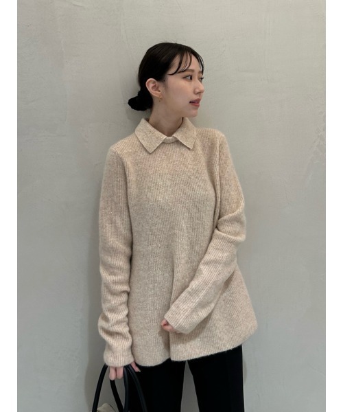 Mila Owen（ミラオーウェン）の「衿付きペプラムニットプルオーバー