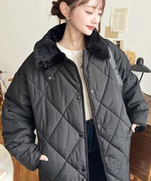 ダウンジャケット/コート（ブラック/黒色系・フェイクファー