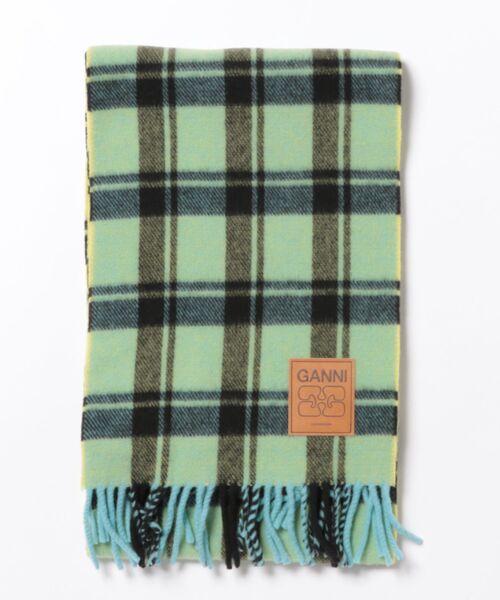 GANNI(ガニー)】Double Face Wool check Scarf（マフラー）｜ADAM ET