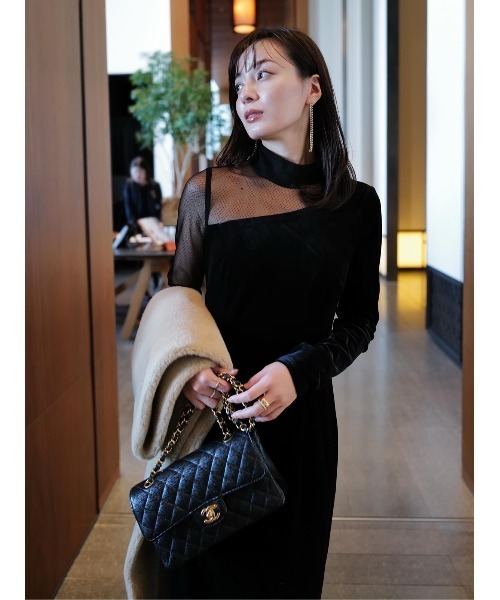 シアーコンビタイトワンピース（ワンピース）｜anuans（アニュアンス