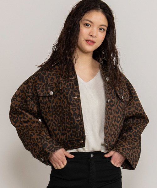 WEGO（ウィゴー）の「WEGO/レオパードクロップドGジャン（デニム