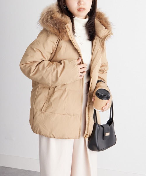 セール】リアルファー付ショート丈ダウンコート（ダウンジャケット