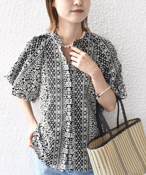 セール】〈洗濯機可能〉レース バルーン 袖 ブラウス（シャツ/ブラウス