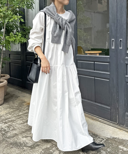 セール】コットンツイルティアードワンピース（ワンピース）｜Spick