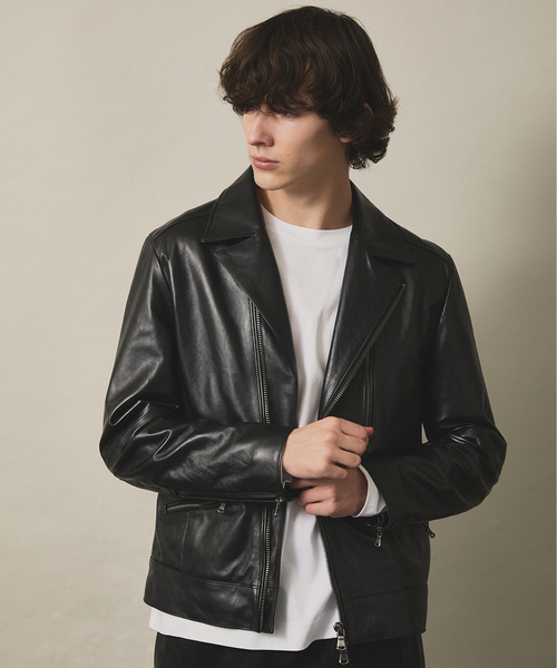 24A/W】セミダブル レザージャケット（ライダースジャケット）｜5351