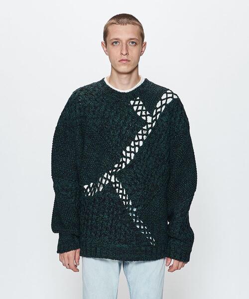 JieDa MIX CABLE KNIT BLACK⁄GREEN JieDa MIX CABLE KNIT BLACK