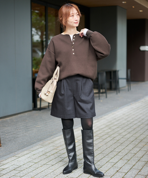 WEB限定カラー有り / 追加3》メタルボタンヘンリーネックニット